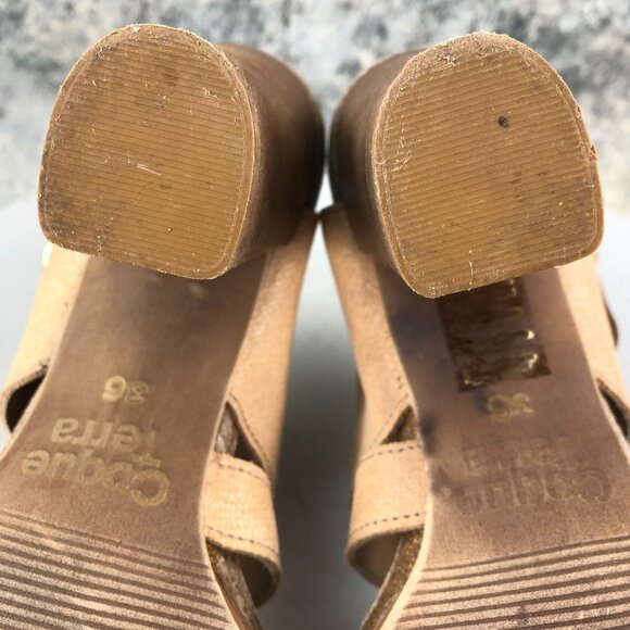 Coque Terra Women's Size 36 Sanne Brown Tan Leather Open Toe High Heel Sandals - Picture 11 of 14